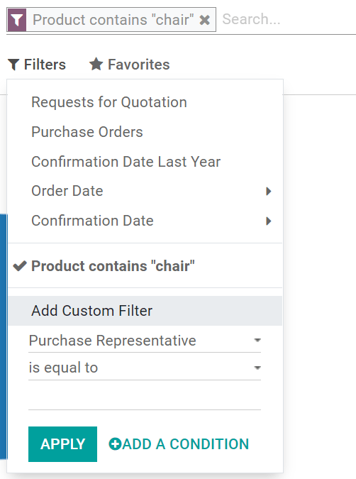 Custom reporting filter in Juniper Purchase