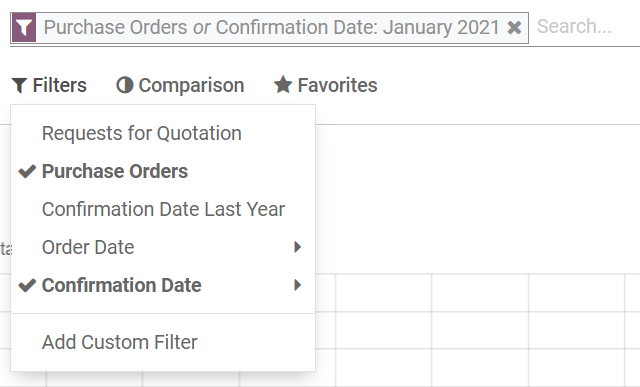 Reporting filters in Juniper Purchase