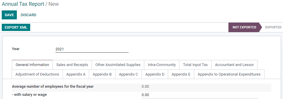 Juniper Accounting (Luxembourg localization) generates an annual tax declaration.