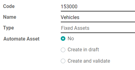 Configuration of an Assets Account in Juniper Accounting