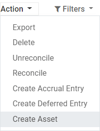 Create Asset Entry from a journal item in Juniper Accounting