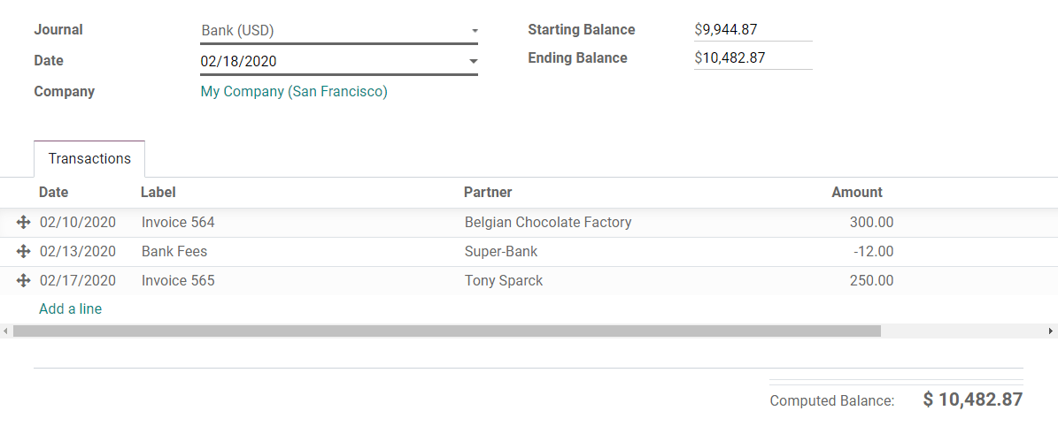 Register bank statements manually in Juniperp Accounting