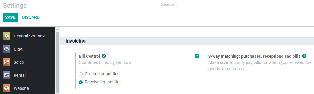 3-way-matching setting in Juniper Purchase