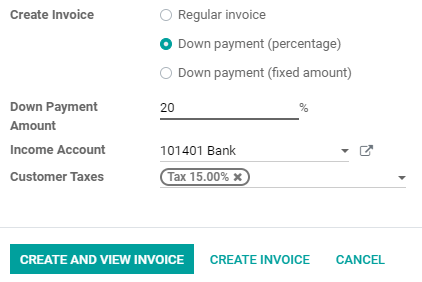 How to configure a down payment on Juniper Sales.