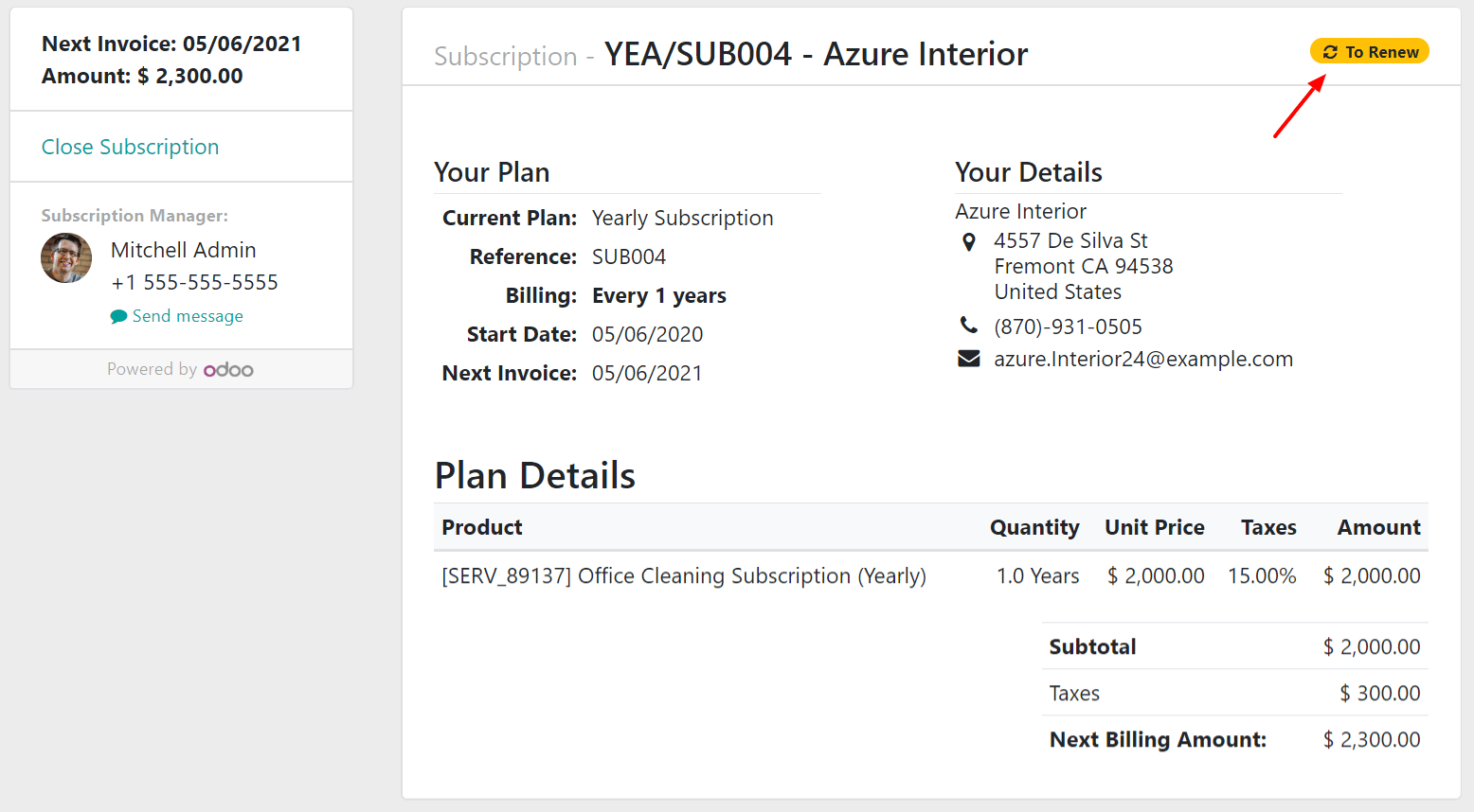 Customer preview of a renewal with Juniper Subscriptions