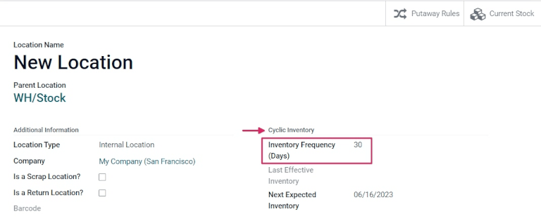 Location frequency setting on location.