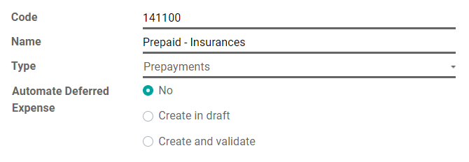 Configuration of a Deferred Expense Account in Juniper Accounting