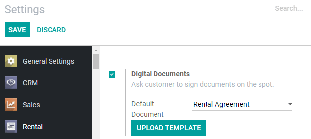 Digital Documents settings in Juniper Rental