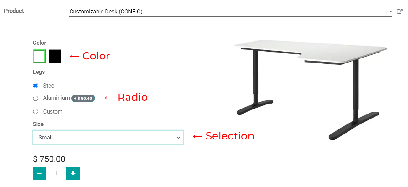 Display Types on Product Configurator.