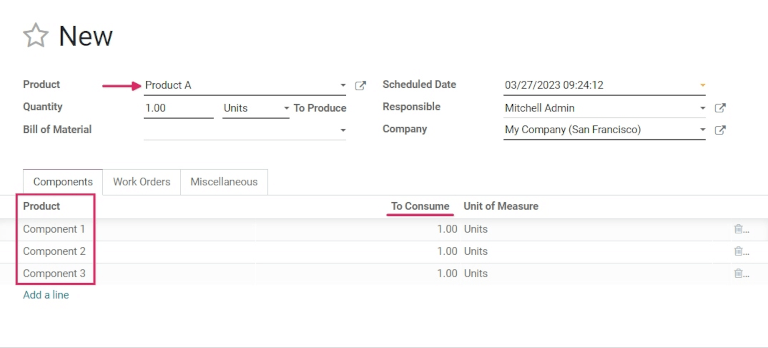 Manufacturing order for product with expiration date.