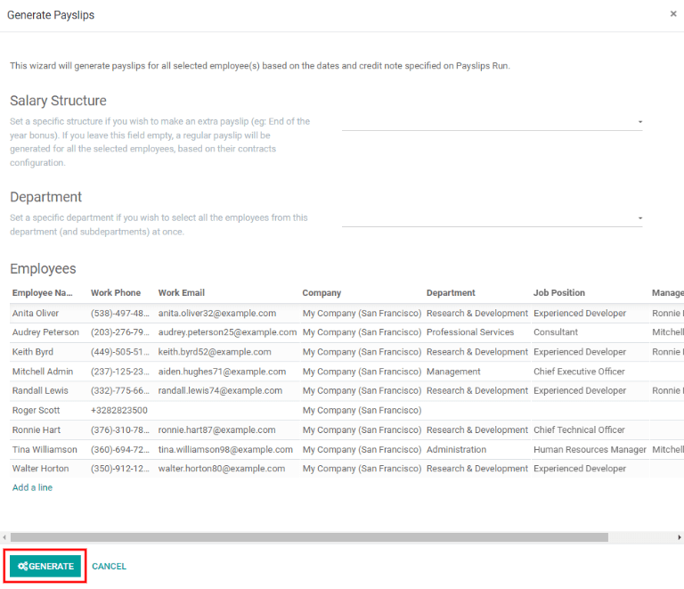 Generate payslips for the new batch.