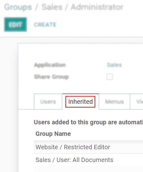 View of a group’s form emphasizing the tab inherited in Juniper