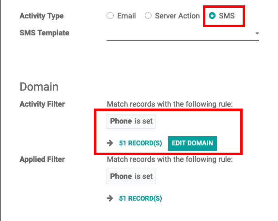 A relevant targeting filter that applies to a type of individual activity.