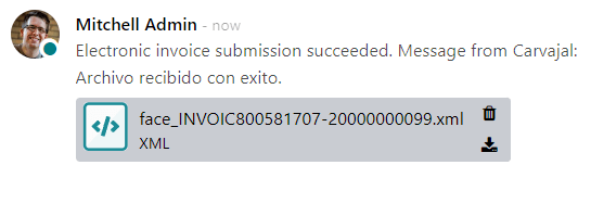 Carvajal XML invoice file in Juniper chatter.