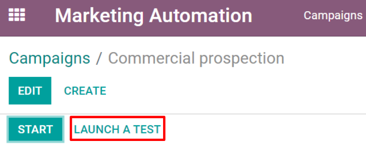 Launch a test button in Juniper Marketing Automation.