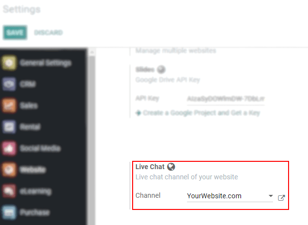 View of the settings page and the live chat feature for Juniper Live Chat