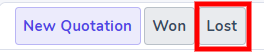 Buttons from the top of an opportunity record with the lost button emphasized.