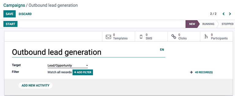 A dashboard showing the creation of a new marketing automation campaign in Juniper.