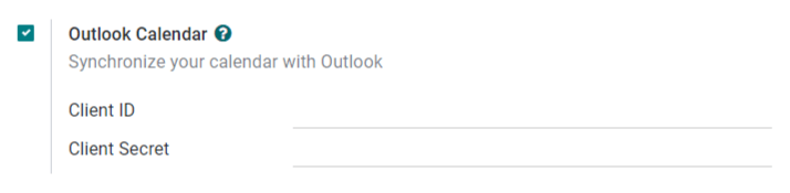 The "Outlook Calendar" setting activated in Juniper.