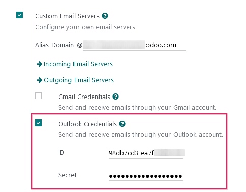 Outlook Credentials in Juniper General Settings.