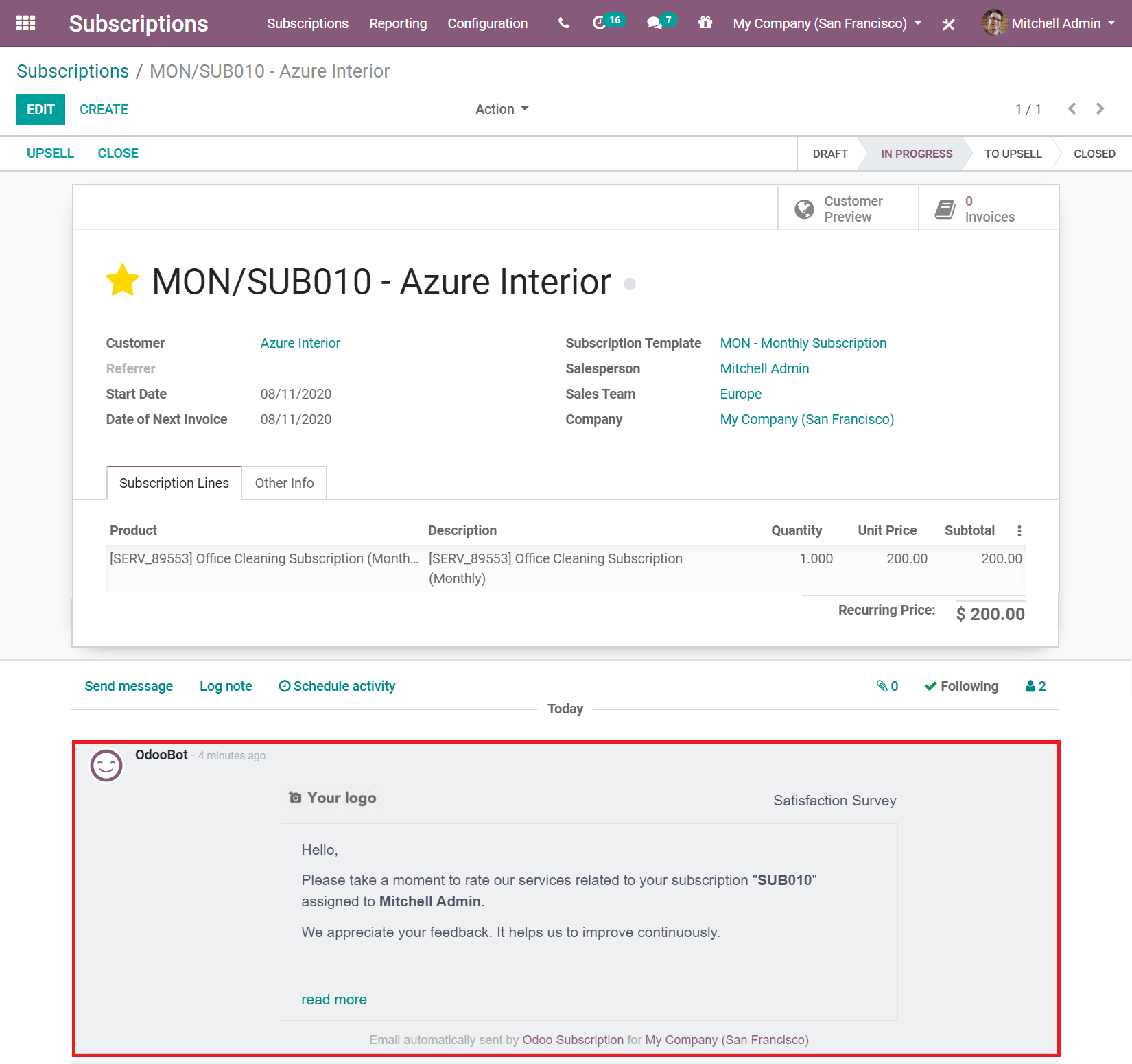 Satisfaction survey in Juniper Subscriptions