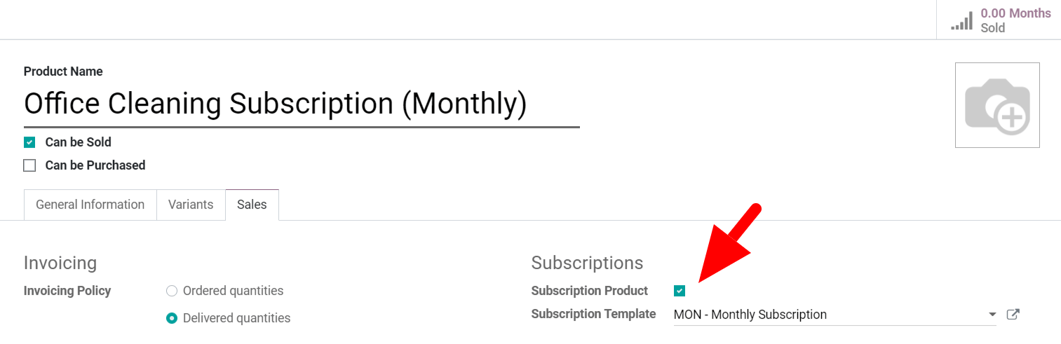 View of a subscription product form in Juniper Subscriptions