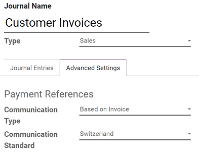 Configure your Journal to display your ISR as payment reference on your invoices in Juniper