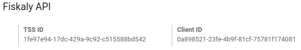 Example of TSS ID and Client ID from fiskaly in Juniper Point of Sale