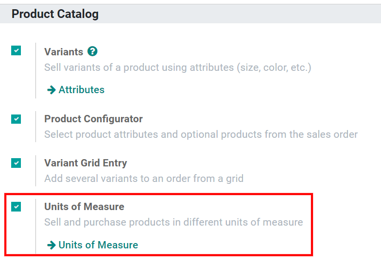 Enable the units of measure option in Juniper Sales