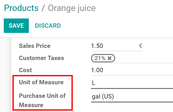 Configure a product's units of measure in Juniper