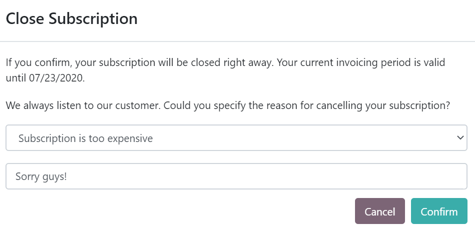 What happens when customers close their subscription with Juniper Subscriptions?