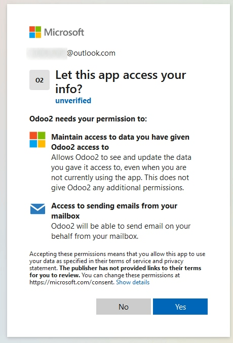 Permission page to grant access between newly created app and Juniper.