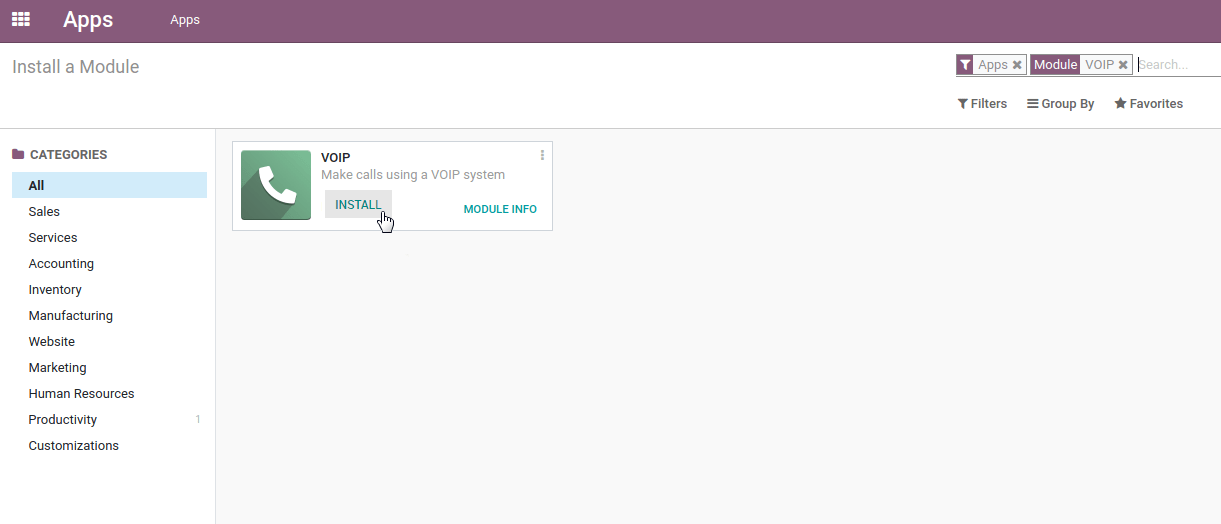 VoIP module installation on an Juniper database