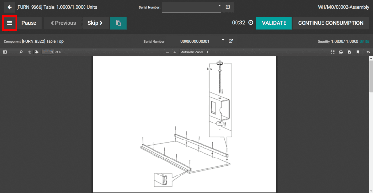 Access the work order menu.