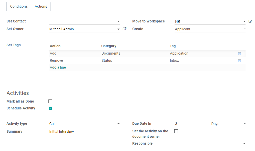 Example of a workflow action Juniper Documents